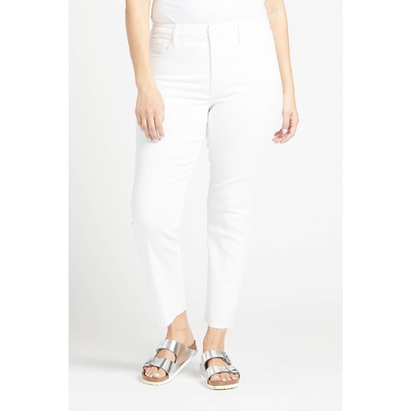 Good American Denim - Good American Good Straight Raw Hem High Rise Denim Jeans White Size 8 NWT